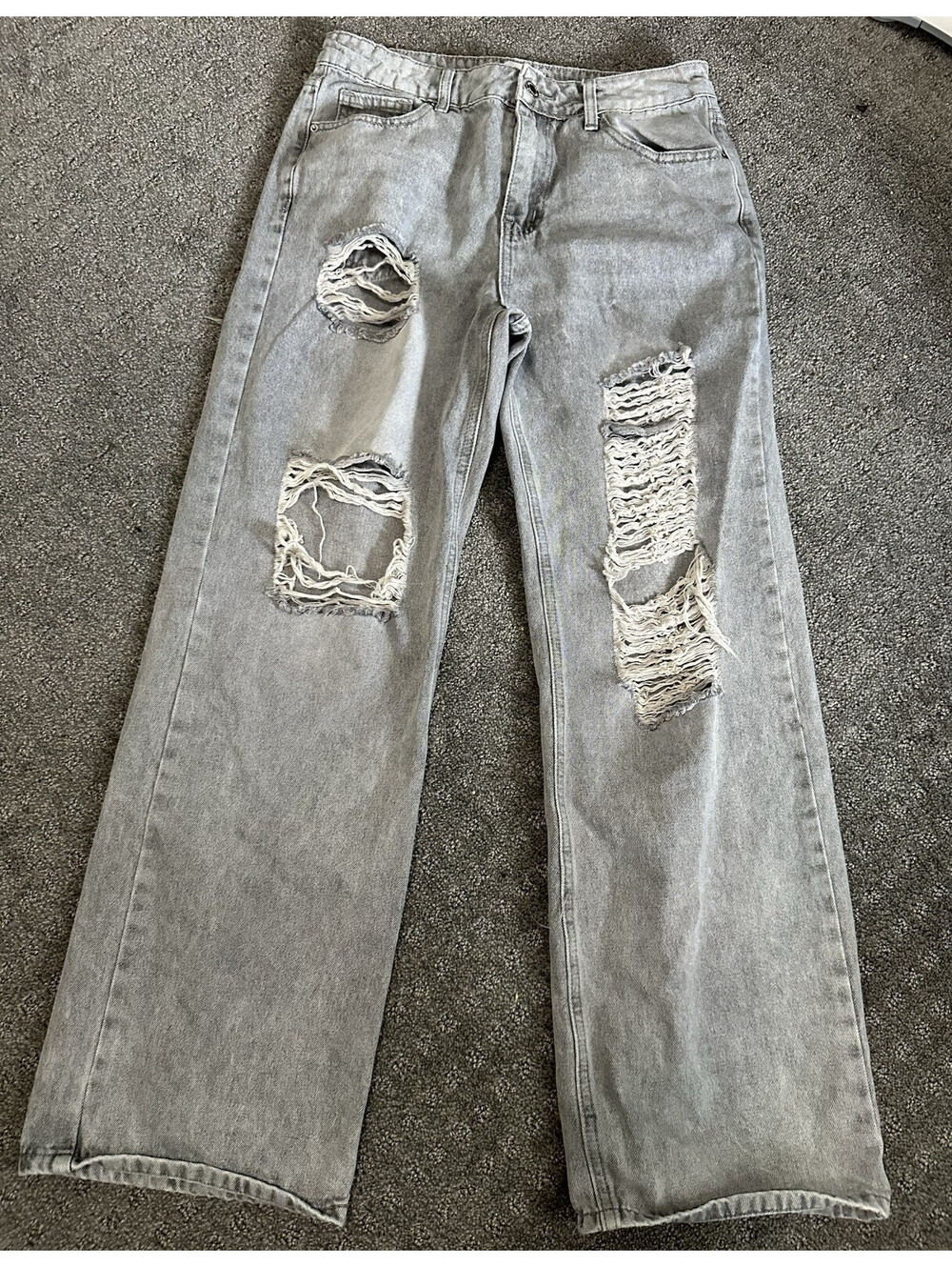 Angel Kiss Women’s Gray Light Wash Distressed Jeans 5-Pocket Size 5/27
